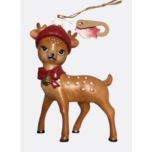 Holiday Time Red Hat Reindeer Ornament For Christmas Tree